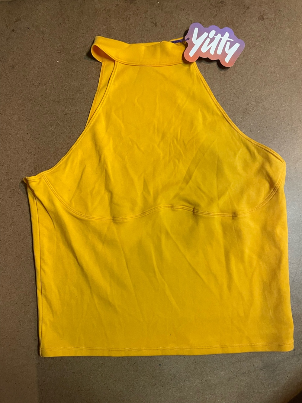 YITTY Bright Yellow Athletic neck halter XL NWT